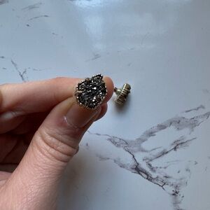 Gold and Black Drusy Teardrop Earrings